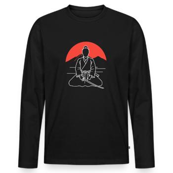 iaido - Männer Premium Bio Langarmshirt - Schwarz - Vorne - Nico (187cm)