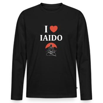 iaido - Männer Premium Bio Langarmshirt - Schwarz - Vorne - Nico (187cm)