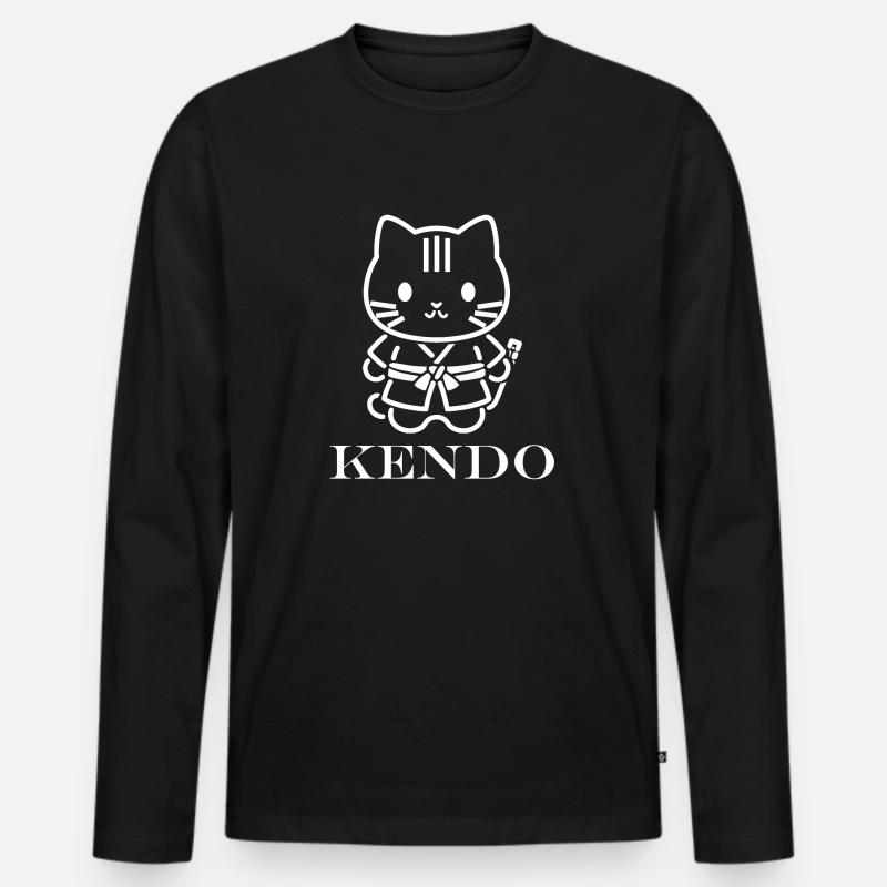 KENDO - Männer Premium Bio Langarmshirt - Schwarz