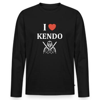 KENDO - T-shirt manches longues Premium bio Homme - noir - Devant - Nico (187cm)
