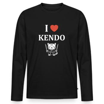KENDO - T-shirt manches longues Premium bio Homme - noir - Devant - Nico (187cm)
