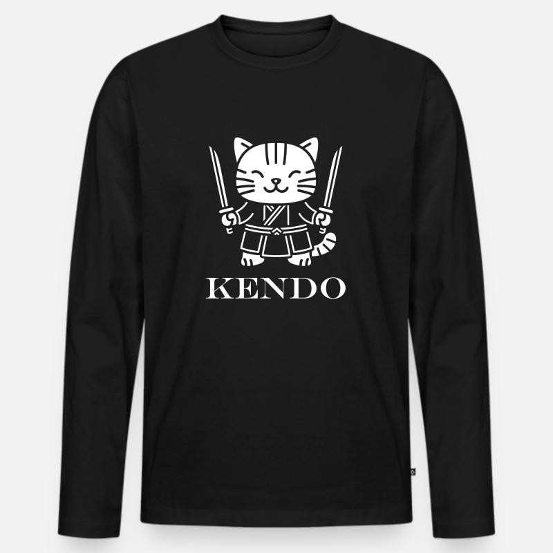 KENDO - Männer Premium Bio Langarmshirt - Schwarz