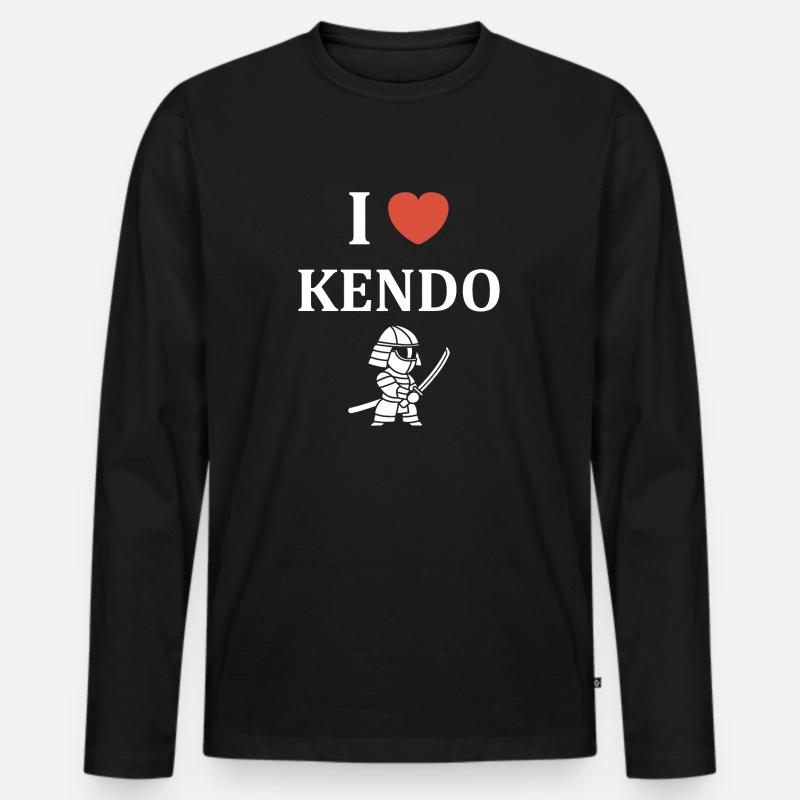 KENDO - Männer Premium Bio Langarmshirt - Schwarz
