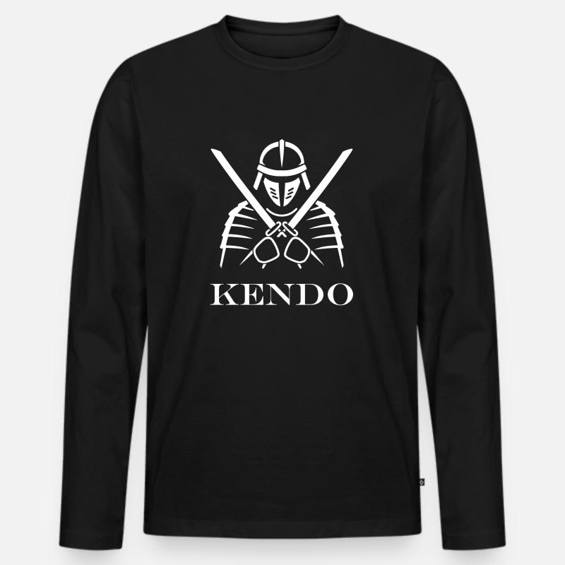 KENDO - Männer Premium Bio Langarmshirt - Schwarz