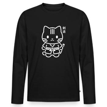 KENDO - T-shirt manches longues Premium bio Homme - noir - Devant - Nico (187cm)