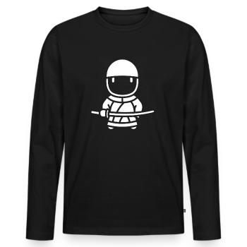 KENDO - T-shirt manches longues Premium bio Homme - noir - Devant - Nico (187cm)