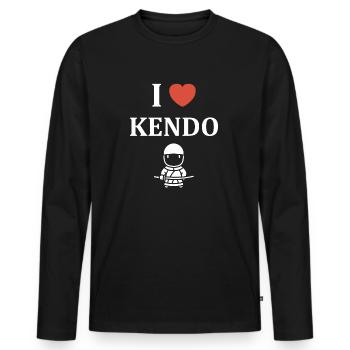 KENDO - T-shirt manches longues Premium bio Homme - noir - Devant - Nico (187cm)