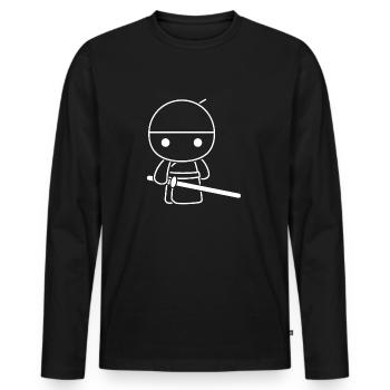 KENDO - T-shirt manches longues Premium bio Homme - noir - Devant - Nico (187cm)