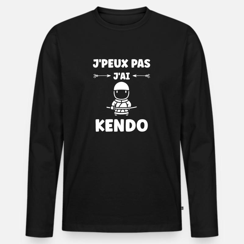 KENDO - Männer Premium Bio Langarmshirt - Schwarz