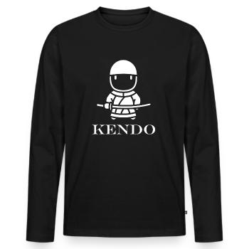 KENDO - T-shirt manches longues Premium bio Homme - noir - Devant - Nico (187cm)