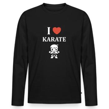 karate - T-shirt manches longues Premium bio Homme - noir - Devant - Nico (187cm)