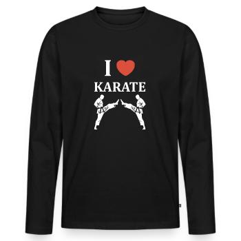 karate - T-shirt manches longues Premium bio Homme - noir - Devant - Nico (187cm)