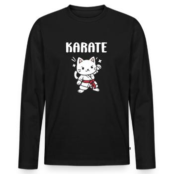karate - T-shirt manches longues Premium bio Homme - noir - Devant - Nico (187cm)