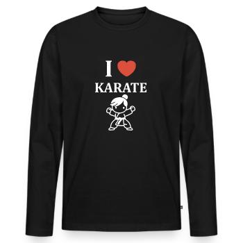 karate - T-shirt manches longues Premium bio Homme - noir - Devant - Nico (187cm)