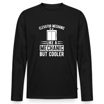 Drôle Inspecteur d’ascenseur Ascenseur Mécanicien Glacière - T-shirt manches longues Premium bio Homme - noir - Devant - Nico (187cm)