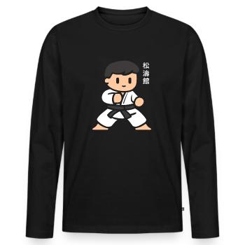 karate - T-shirt manches longues Premium bio Homme - noir - Devant - Nico (187cm)