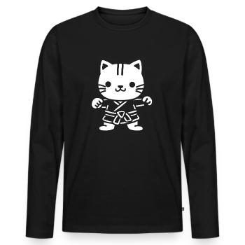 karate - T-shirt manches longues Premium bio Homme - noir - Devant - Nico (187cm)
