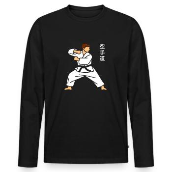 karate - T-shirt manches longues Premium bio Homme - noir - Devant - Nico (187cm)