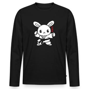 Karate - Männer Premium Bio Langarmshirt - Schwarz - Vorne - Nico (187cm)