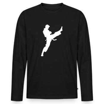 karate - T-shirt manches longues Premium bio Homme - noir - Devant - Nico (187cm)