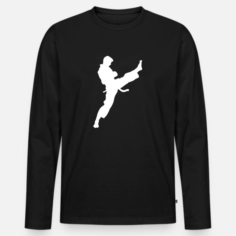 Karate - Männer Premium Bio Langarmshirt - Schwarz