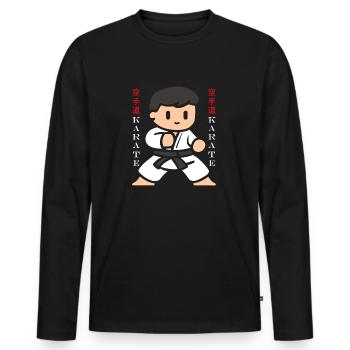 Karate - Männer Premium Bio Langarmshirt - Schwarz - Vorne - Nico (187cm)