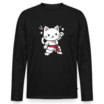 karate - T-shirt manches longues Premium bio Homme - noir - Devant - Nico (187cm)