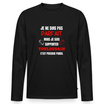 Supporteur Toulousain Parfait Rugby - T-shirt manches longues Premium bio Homme - noir - Devant - Nico (187cm)