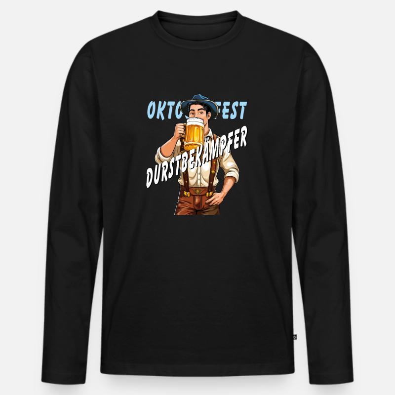 MANN Bier DURSTBEKÄMPFER - Männer Premium Bio Langarmshirt - Schwarz