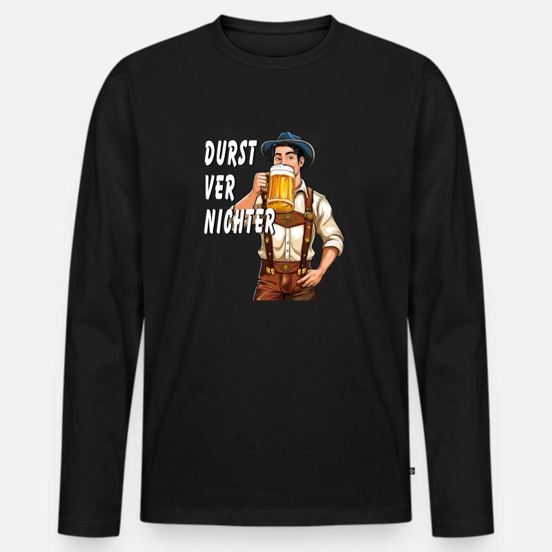 MANN Bier - Männer Premium Bio Langarmshirt - Schwarz
