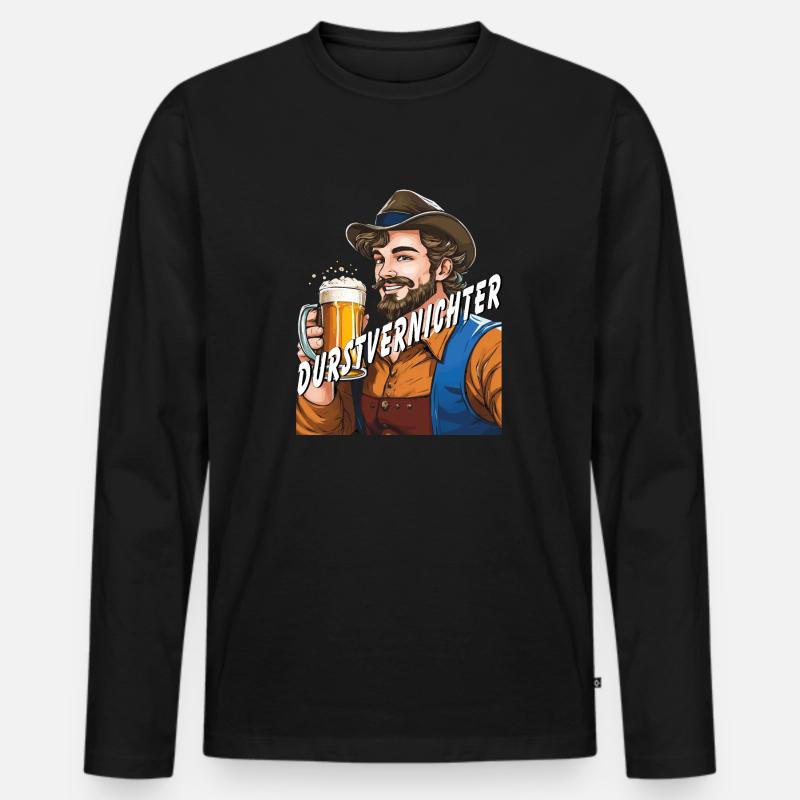 MANN Bier - Männer Premium Bio Langarmshirt - Schwarz