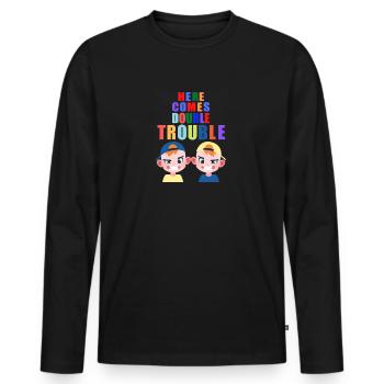 Here comes double Trouble twins boys - Men's Premium Organic Long Sleeve Shirt - black - Front - Nico (187cm)
