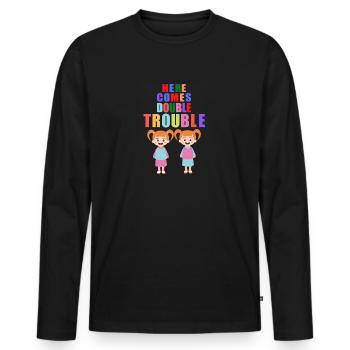 Here comes double Trouble Twins Girls - Men's Premium Organic Long Sleeve Shirt - black - Front - Nico (187cm)