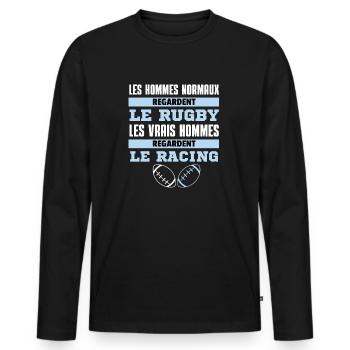 Vrais Hommes Regardent Le Racing - T-shirt manches longues Premium bio Homme - noir - Devant - Nico (187cm)