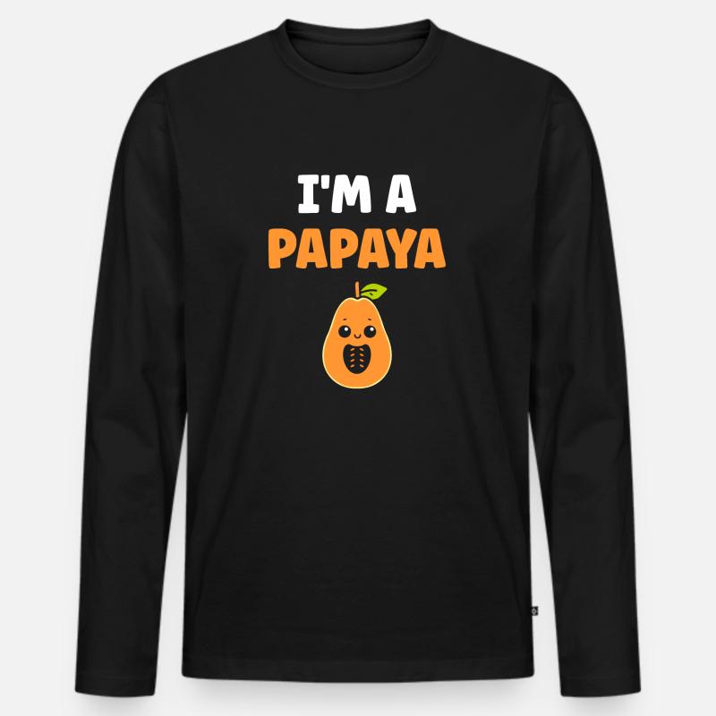 Papaya - Männer Premium Bio Langarmshirt - Schwarz