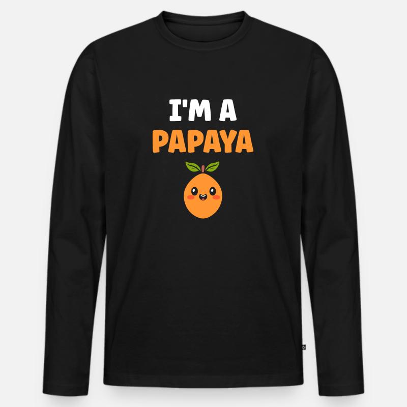 Papaya - Männer Premium Bio Langarmshirt - Schwarz