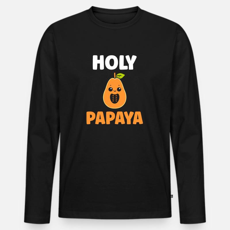 Papaya - Männer Premium Bio Langarmshirt - Schwarz