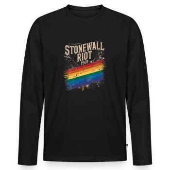 Stonewall Riot LGBT History Pride Was A Riot Gay - Men's Premium Organic Long Sleeve Shirt - black - Front - Nico (187cm)