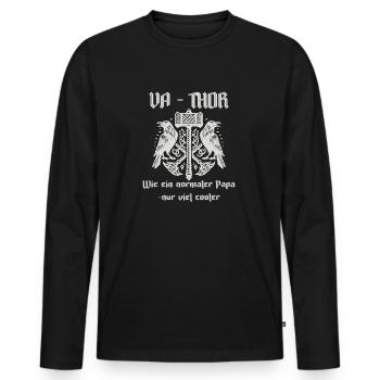 Va-thor drôle de dicton viking pour les pères - T-shirt manches longues Premium bio Homme - noir - Devant - Nico (187cm)