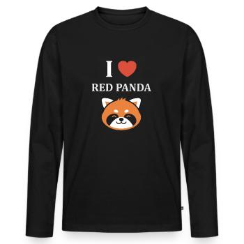 Panda roux - T-shirt manches longues Premium bio Homme - noir - Devant - Nico (187cm)