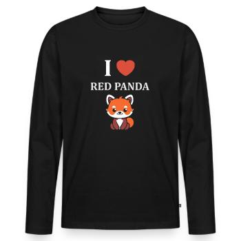 Panda roux - T-shirt manches longues Premium bio Homme - noir - Devant - Nico (187cm)