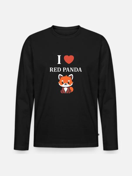 Panda roux - T-shirt manches longues Premium bio Homme - noir