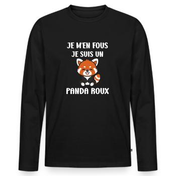 Panda roux - T-shirt manches longues Premium bio Homme - noir - Devant - Nico (187cm)