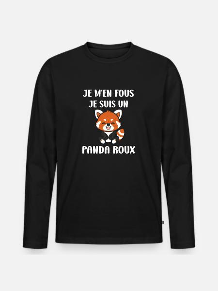 Panda roux - T-shirt manches longues Premium bio Homme - noir
