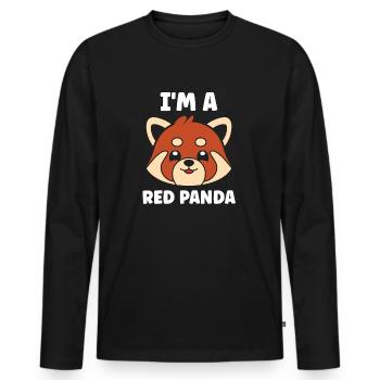 Panda roux - T-shirt manches longues Premium bio Homme - noir - Devant - Nico (187cm)