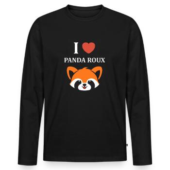 Panda roux - T-shirt manches longues Premium bio Homme - noir - Devant - Nico (187cm)