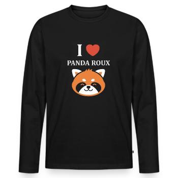 Panda roux - T-shirt manches longues Premium bio Homme - noir - Devant - Nico (187cm)