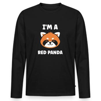 Panda roux - T-shirt manches longues Premium bio Homme - noir - Devant - Nico (187cm)