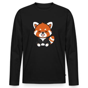 Panda roux - T-shirt manches longues Premium bio Homme - noir - Devant - Nico (187cm)