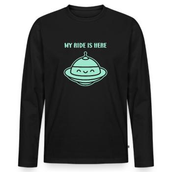 fliegende Untertasse - Männer Premium Bio Langarmshirt - Schwarz - Vorne - Nico (187cm)